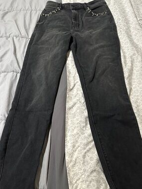 Women’s Black High-Rise Straight Jeans with sparkle Accent